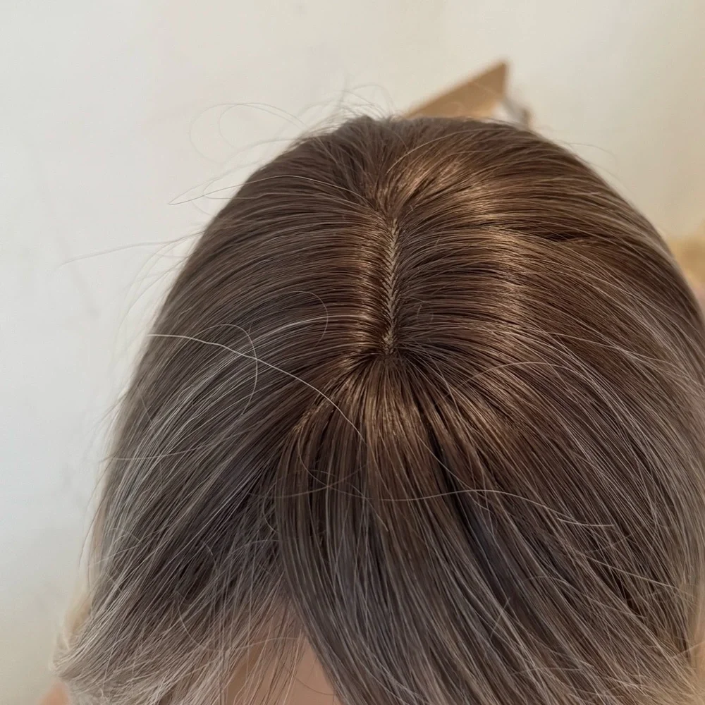 Classic Cap Wig Long Straight Blonde Balayage with Curtain Bangs, Natural Layers